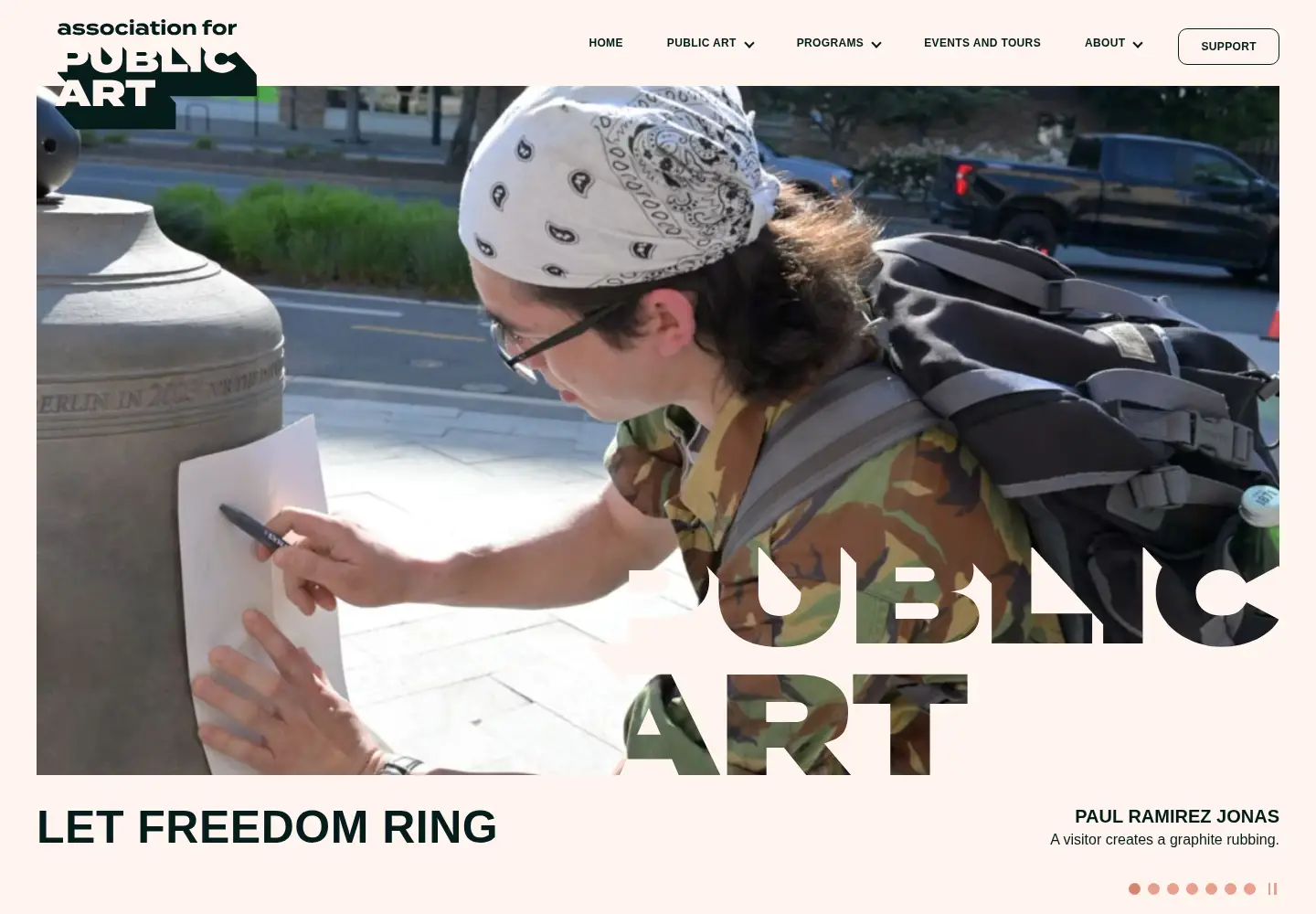 Captured homepage of associationforpublicart.org in the current scan