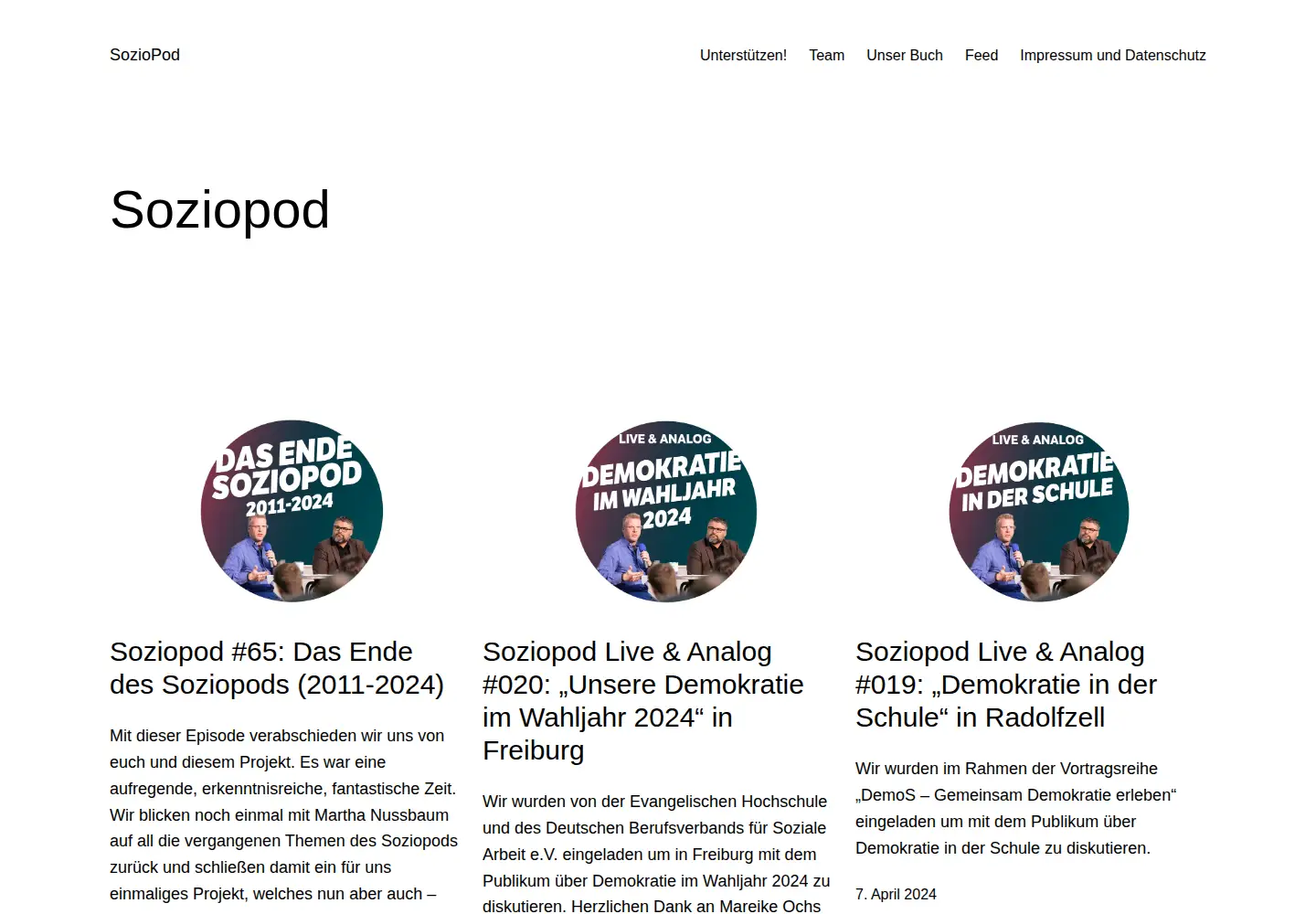 Captured homepage of soziopod.de in the current scan