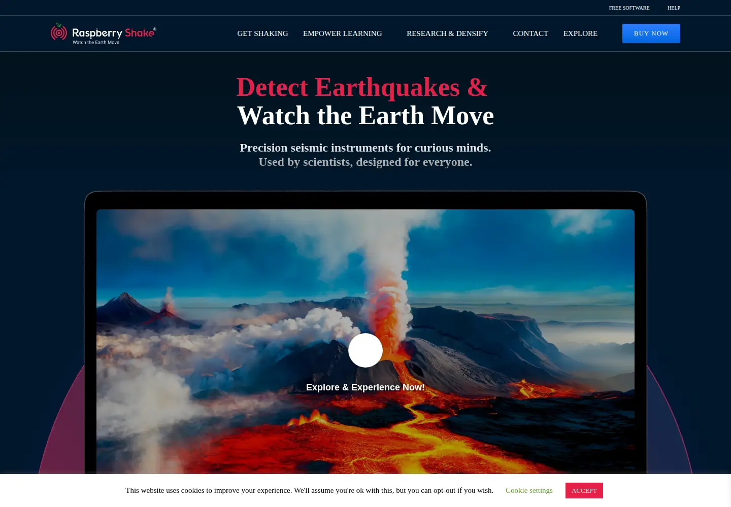 Captured homepage of raspberryshake.org in the current scan
