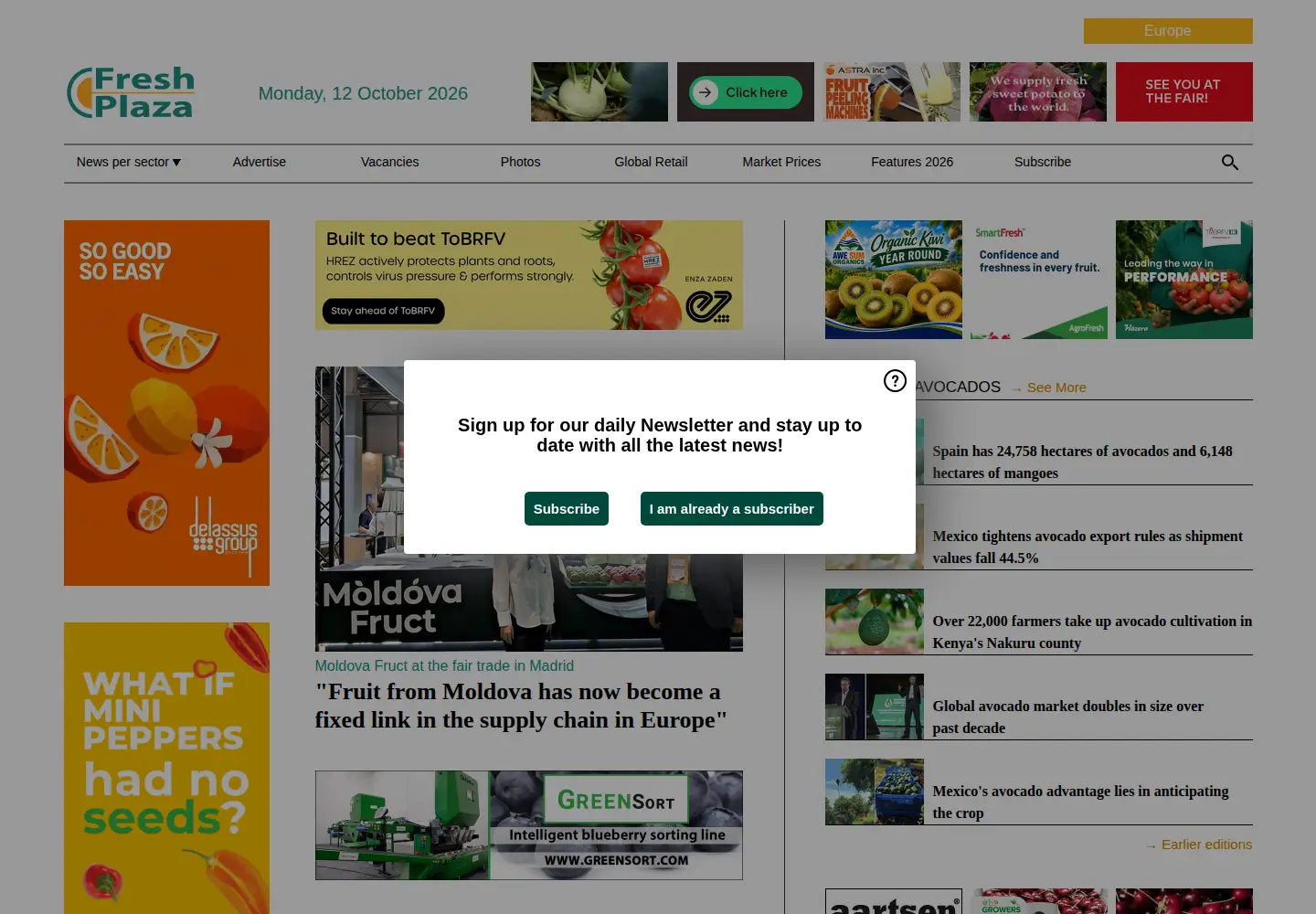 Screenshot of freshplaza.com