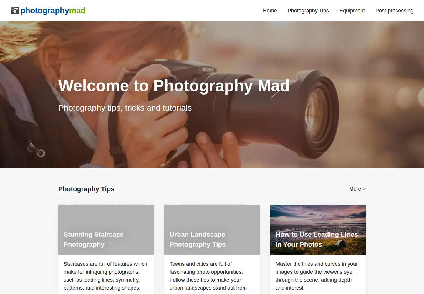Captured homepage of photographymad.com in the current scan