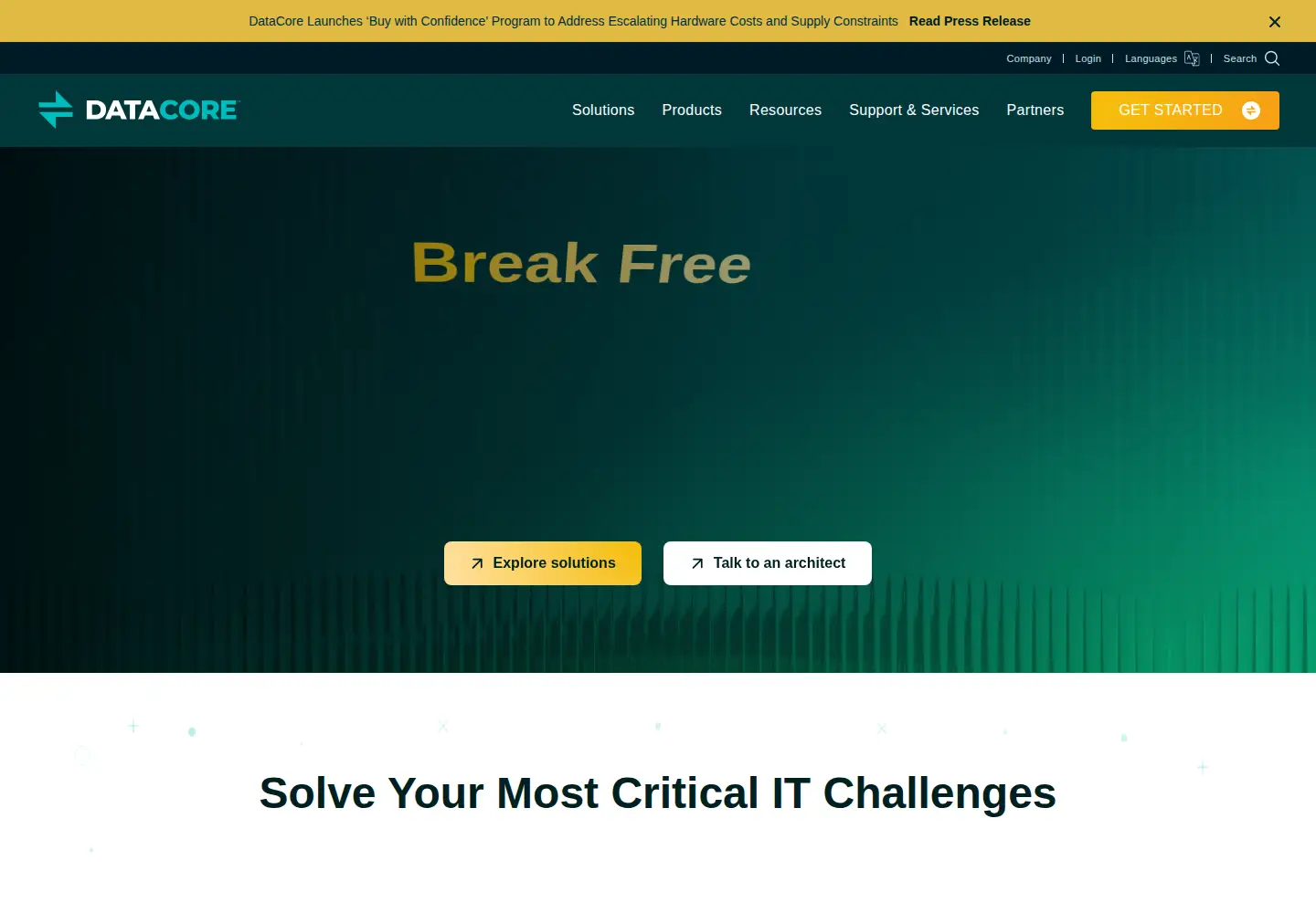 Captured homepage of datacore.com in the current scan