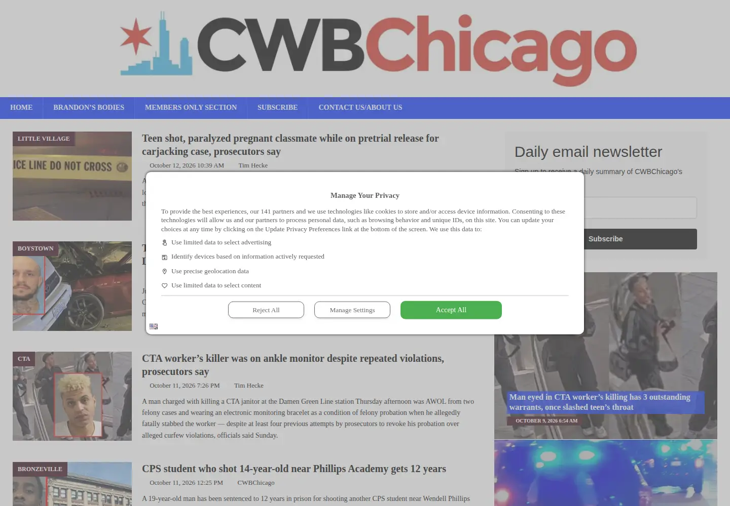 Captured homepage of cwbchicago.com in the current scan