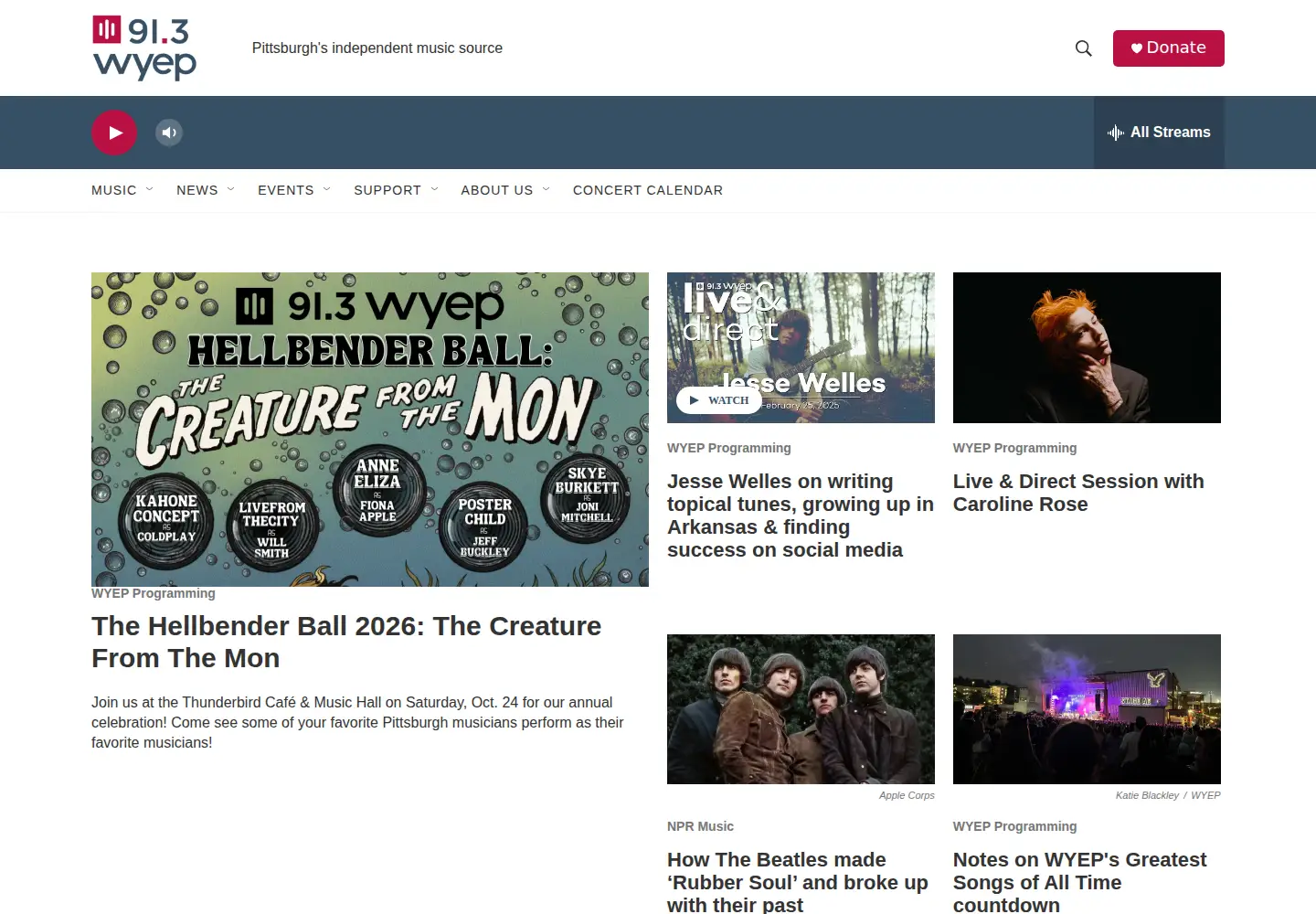 Captured homepage of wyep.org in the current scan