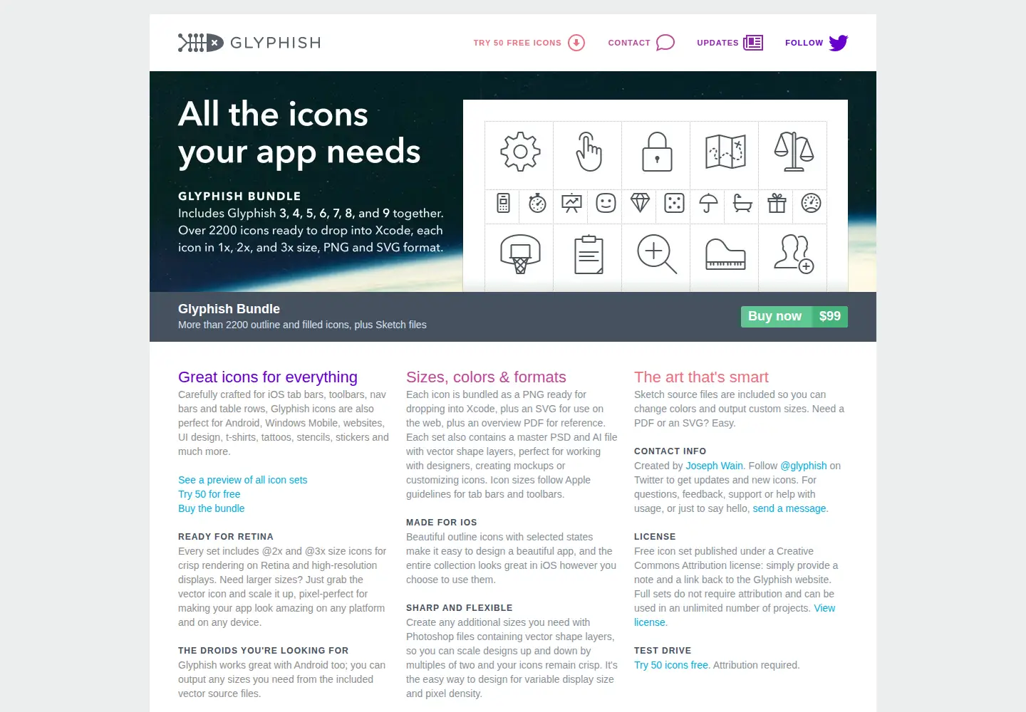 Screenshot of glyphish.com