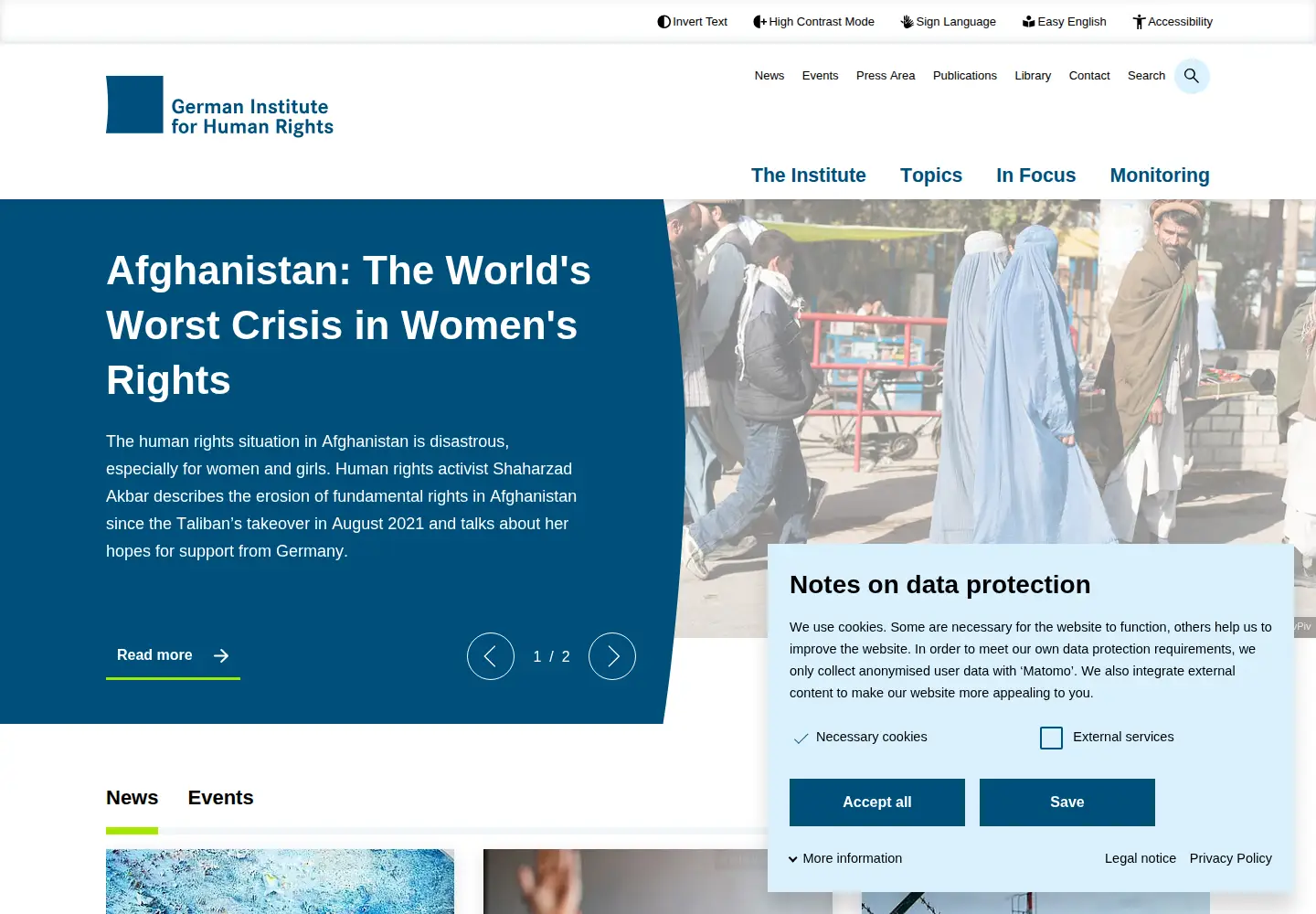 Captured homepage of institut-fuer-menschenrechte.de in the current scan