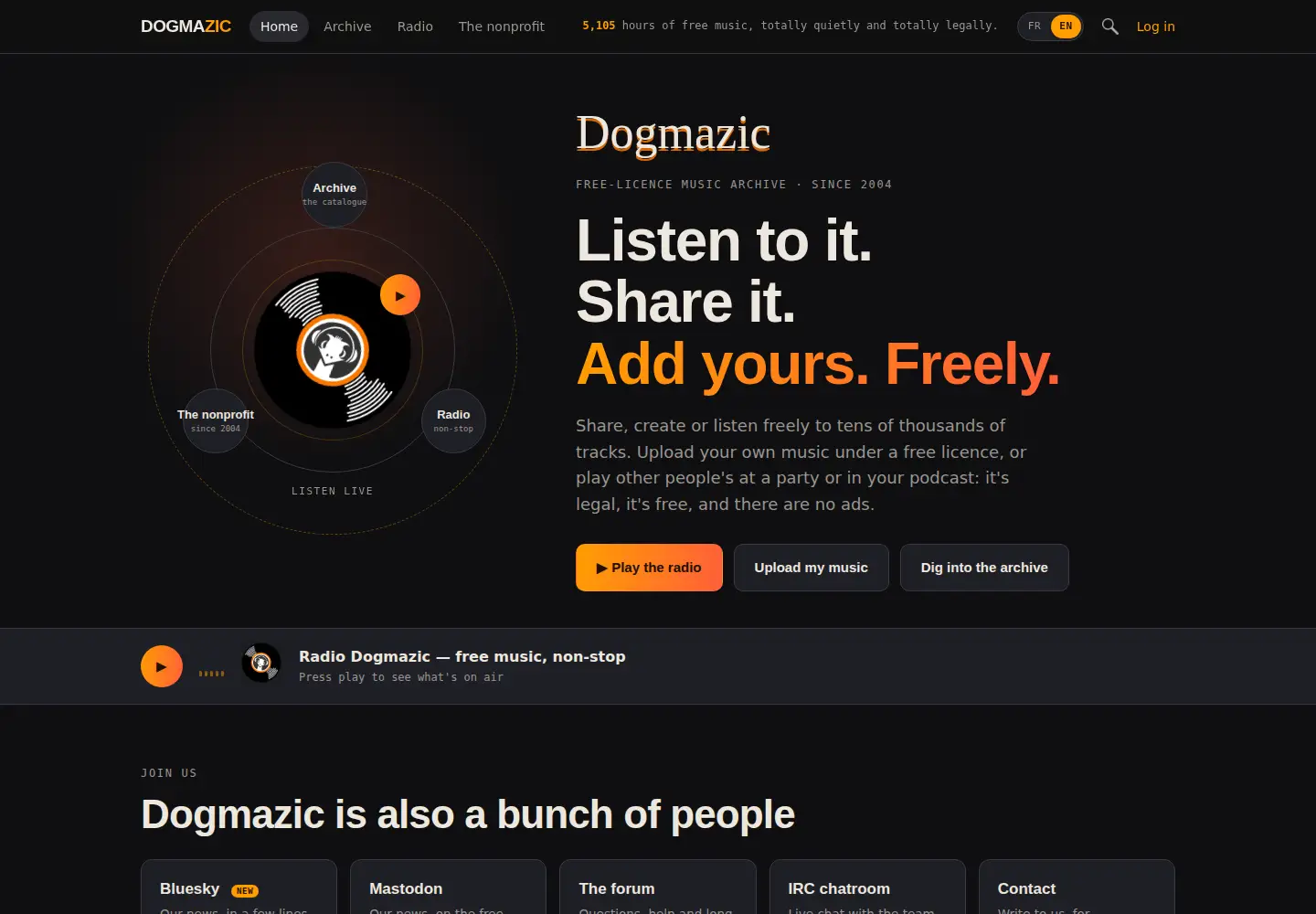 Captured homepage of dogmazic.net in the current scan