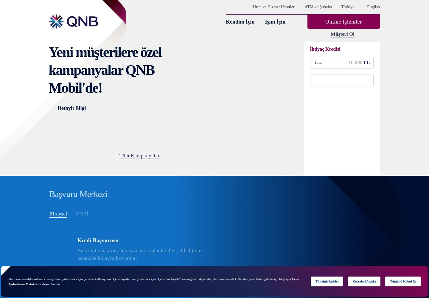 Captured homepage of qnbfinansbank.com in the current scan