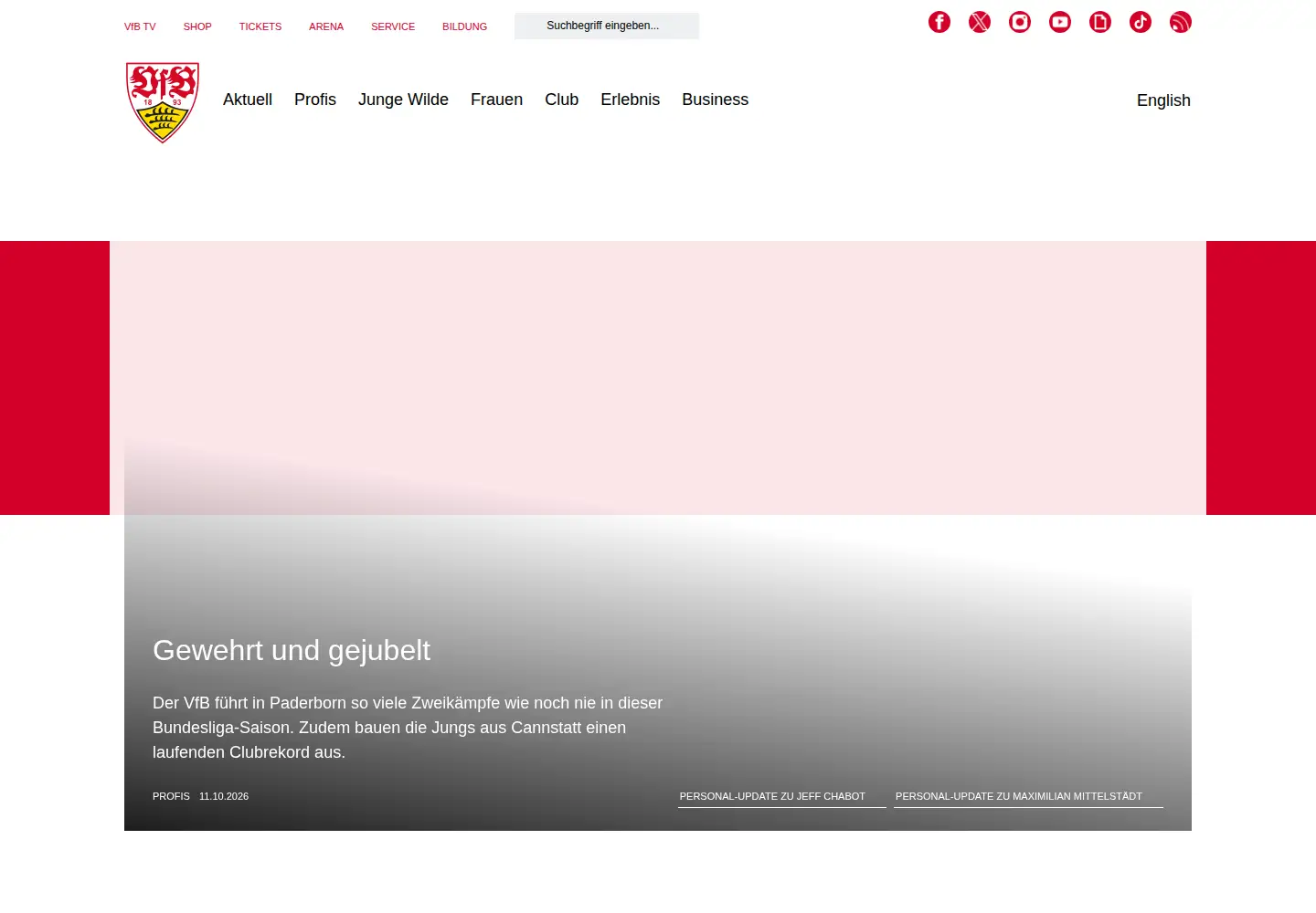 Captured homepage of vfb.de in the current scan