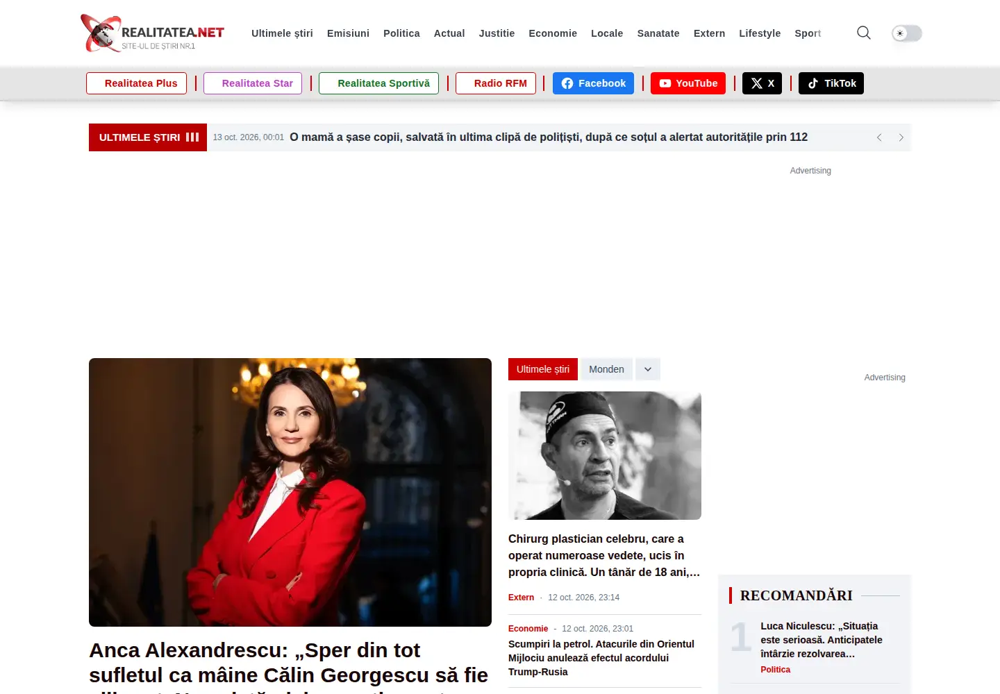 Screenshot of realitatea.net