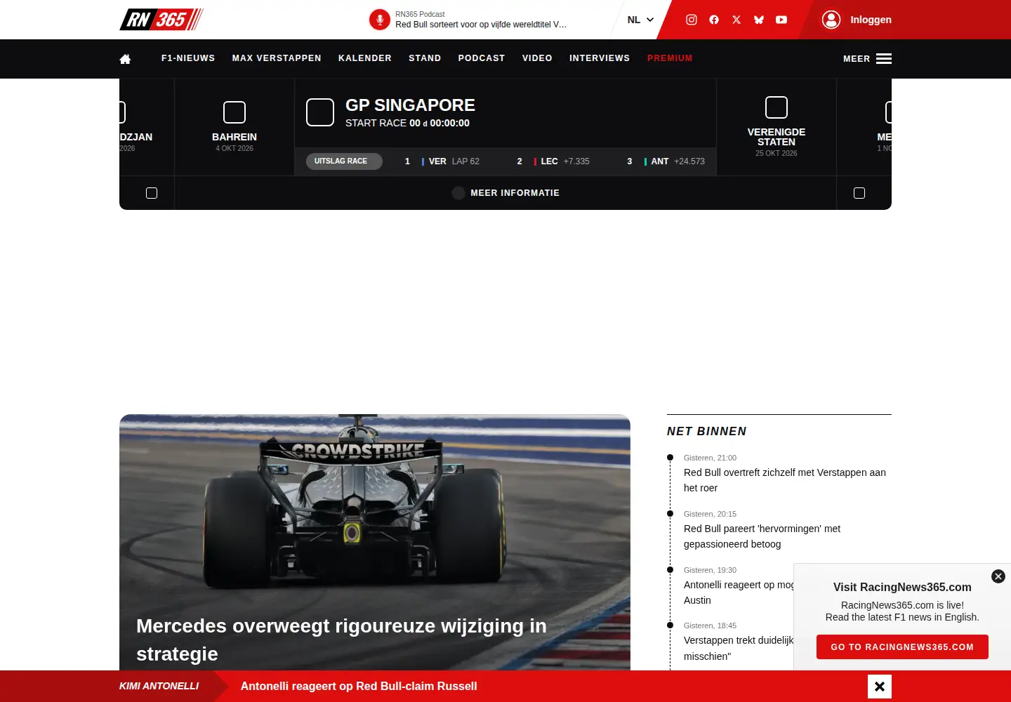 Screenshot of racingnews365.nl