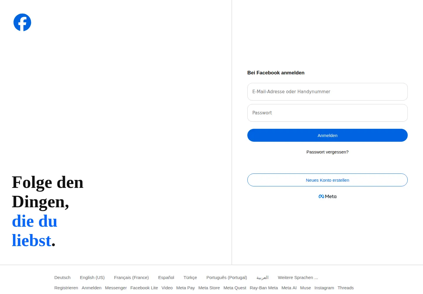 Screenshot of facebook.de