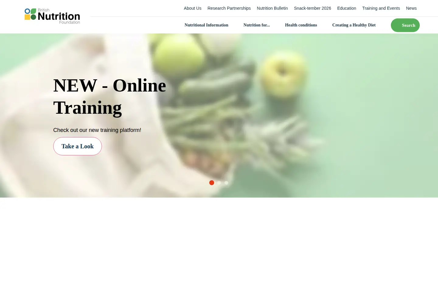 Screenshot of nutrition.org.uk
