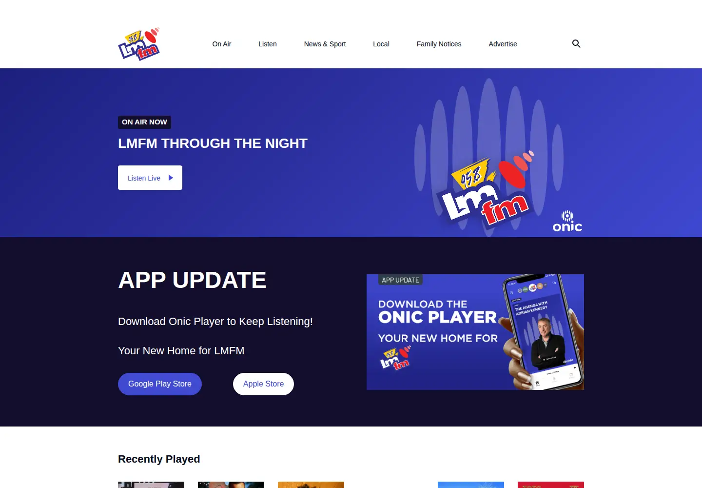 Screenshot of lmfm.ie