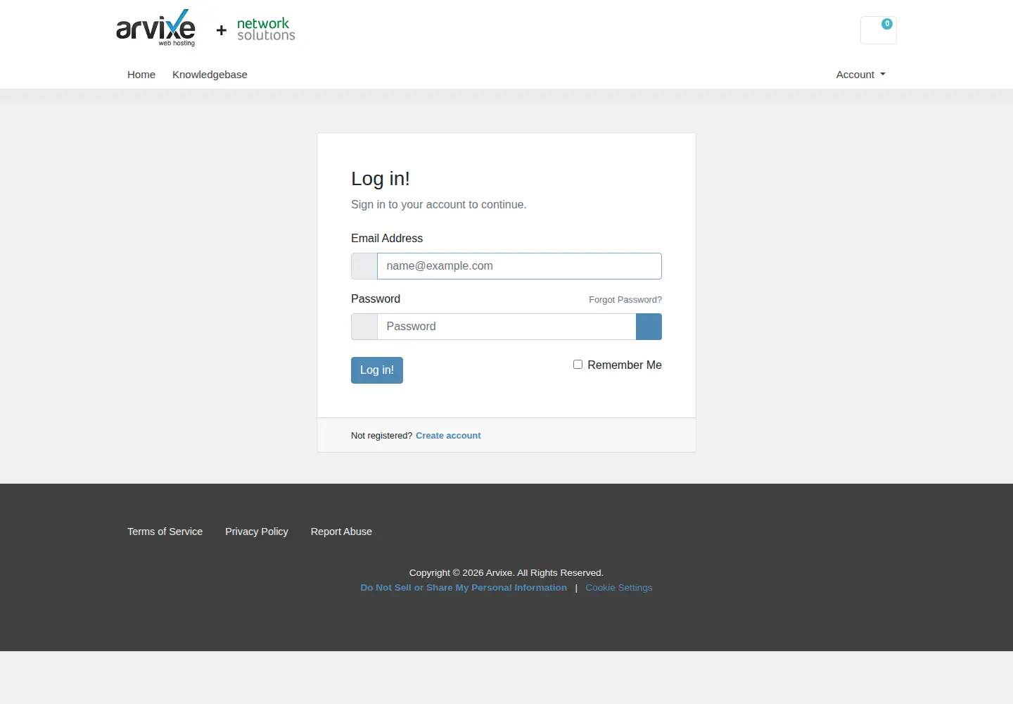 Captured homepage of arvixe.com in the current scan