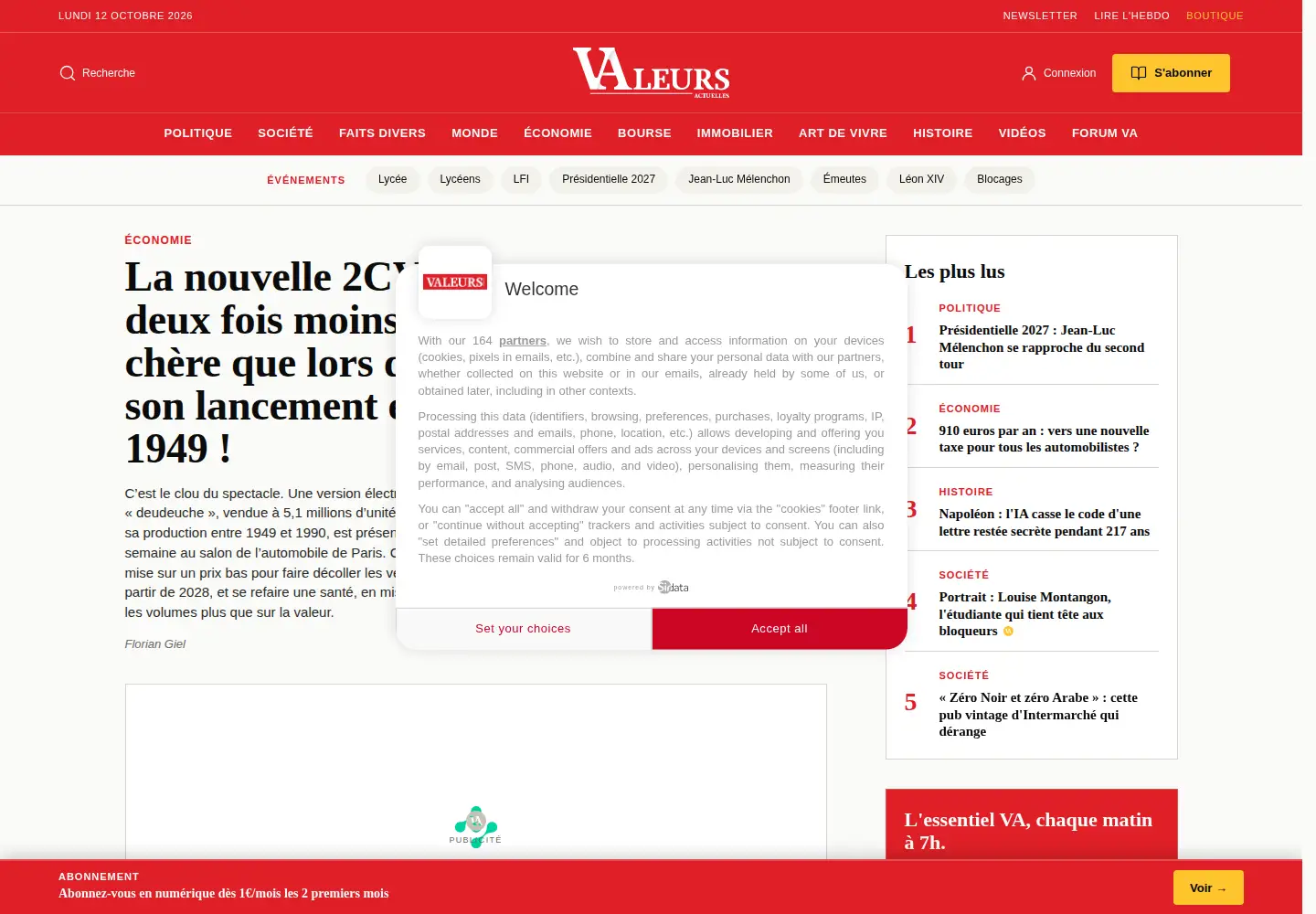 Screenshot of valeursactuelles.com