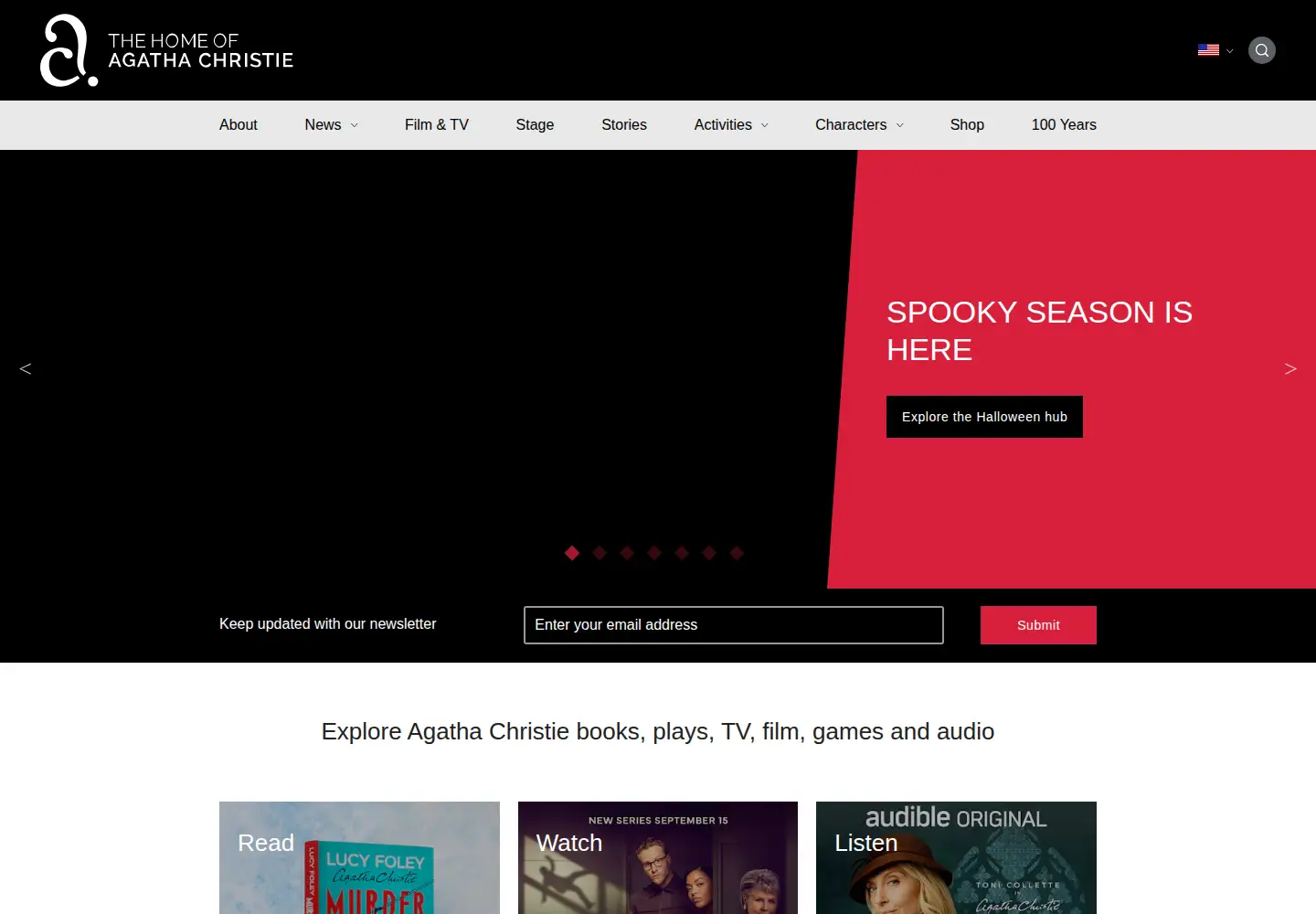 Captured homepage of agathachristie.com in the current scan