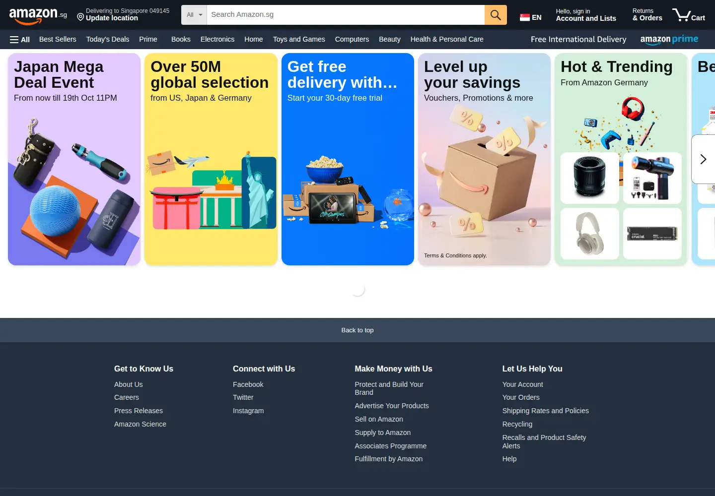 Screenshot of amazon.com.sg