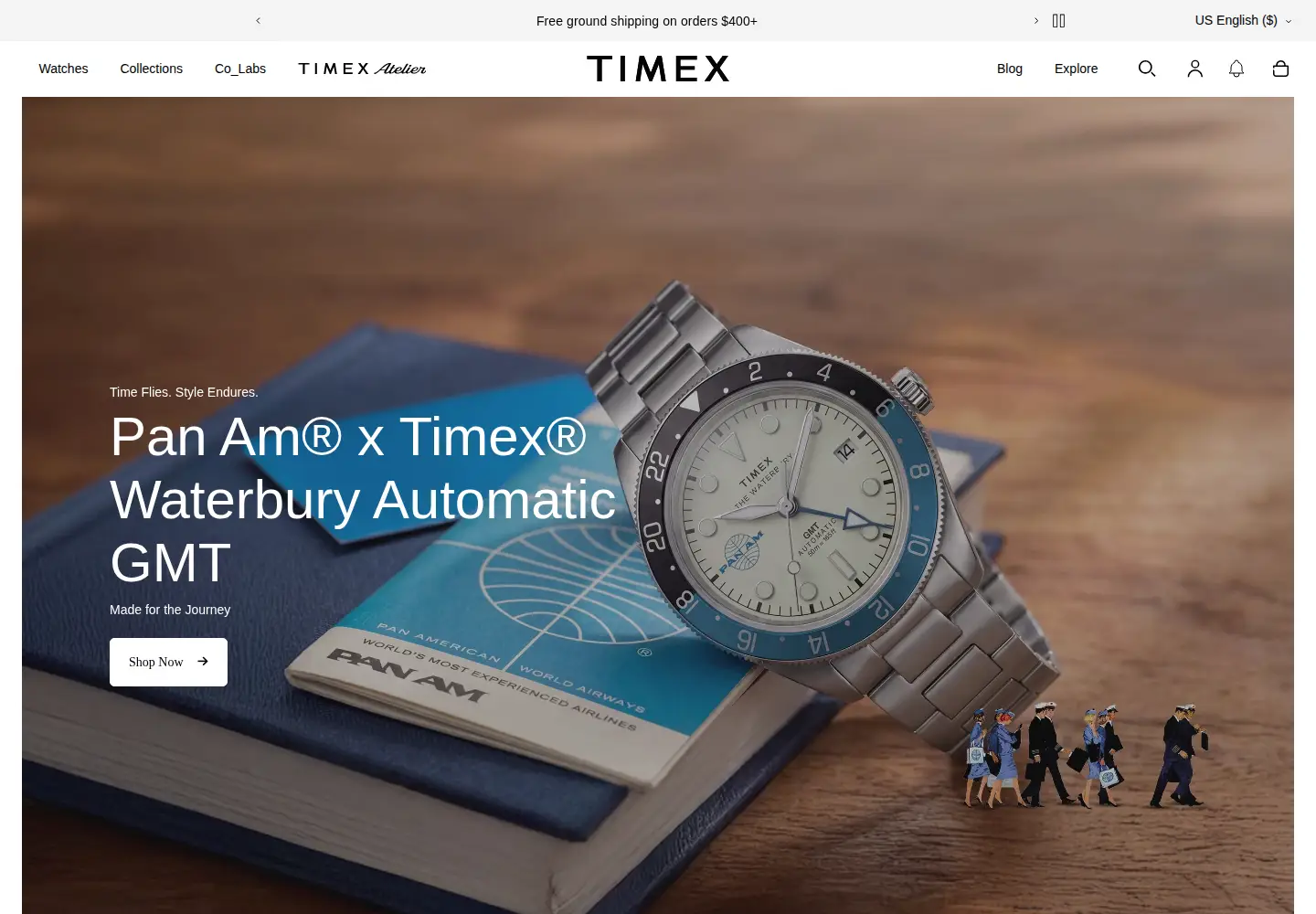 Captured homepage of timex.com in the current scan