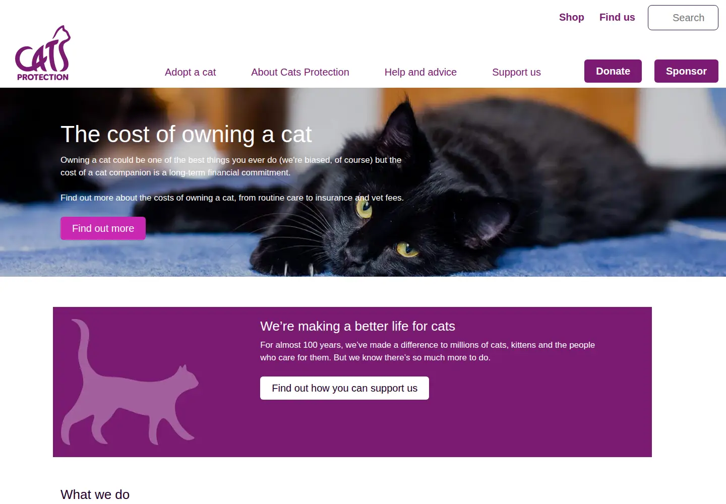 Screenshot of cats.org.uk