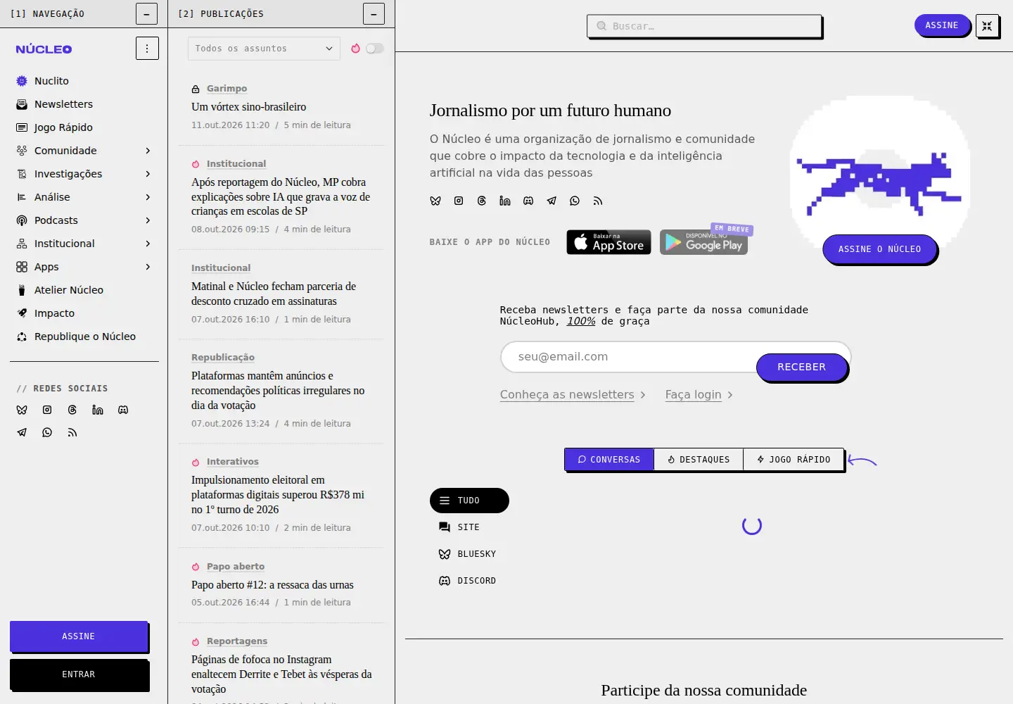 Captured homepage of nucleo.jor.br in the current scan