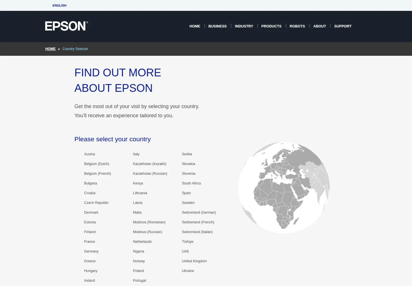 Screenshot of epson.eu