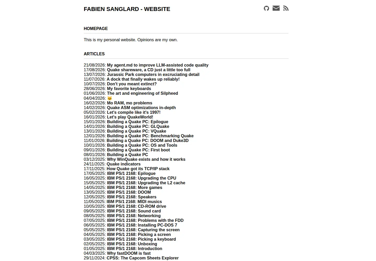 Screenshot of fabiensanglard.net
