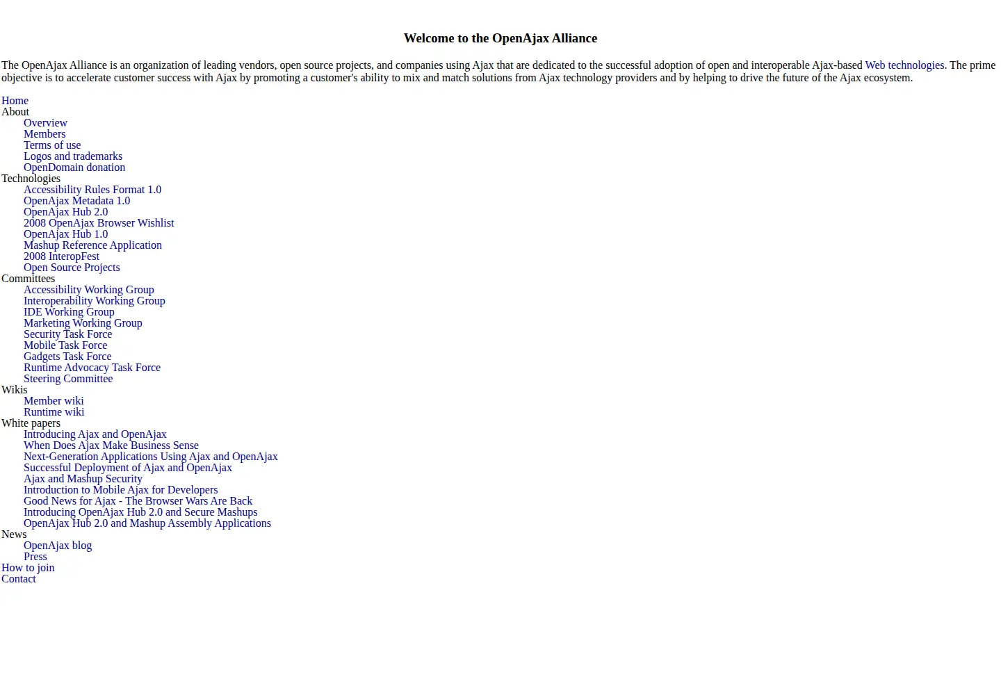 Screenshot of openajax.org