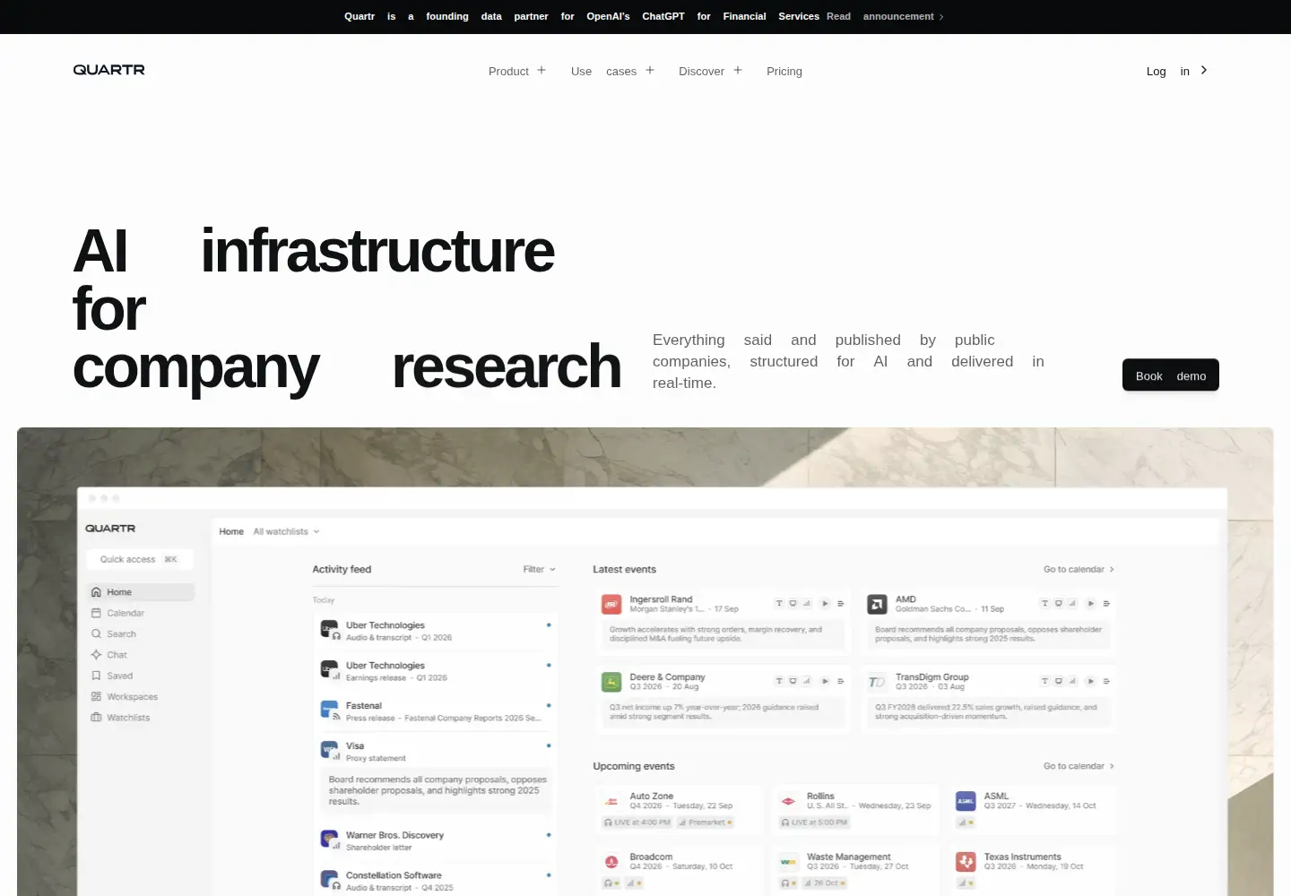 Screenshot of quartr.com