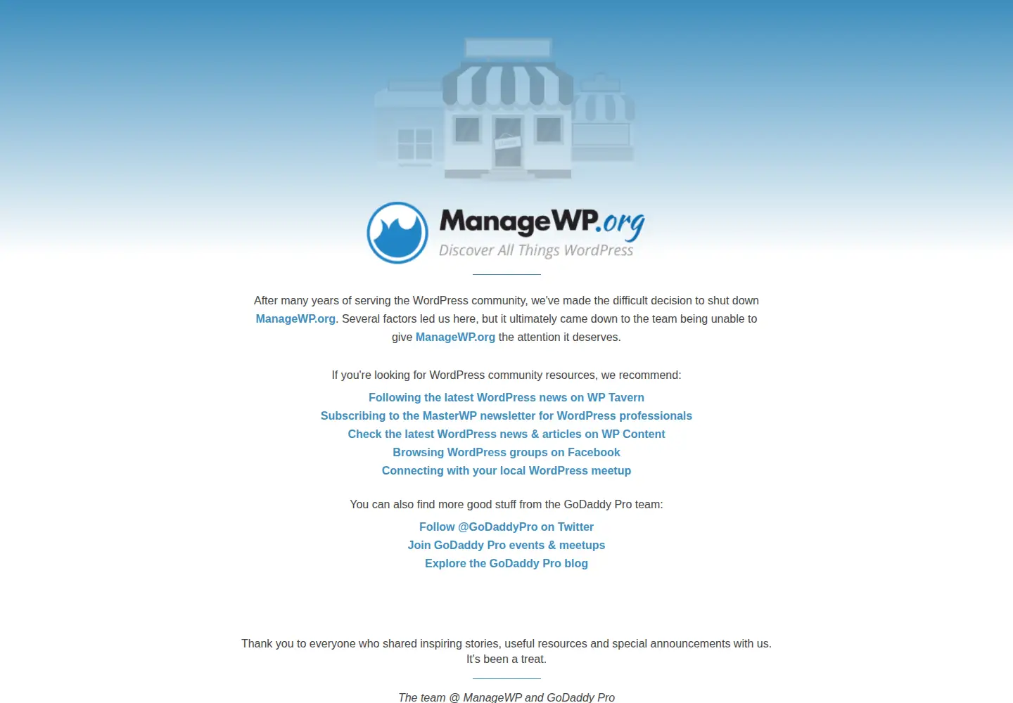 Screenshot of managewp.org