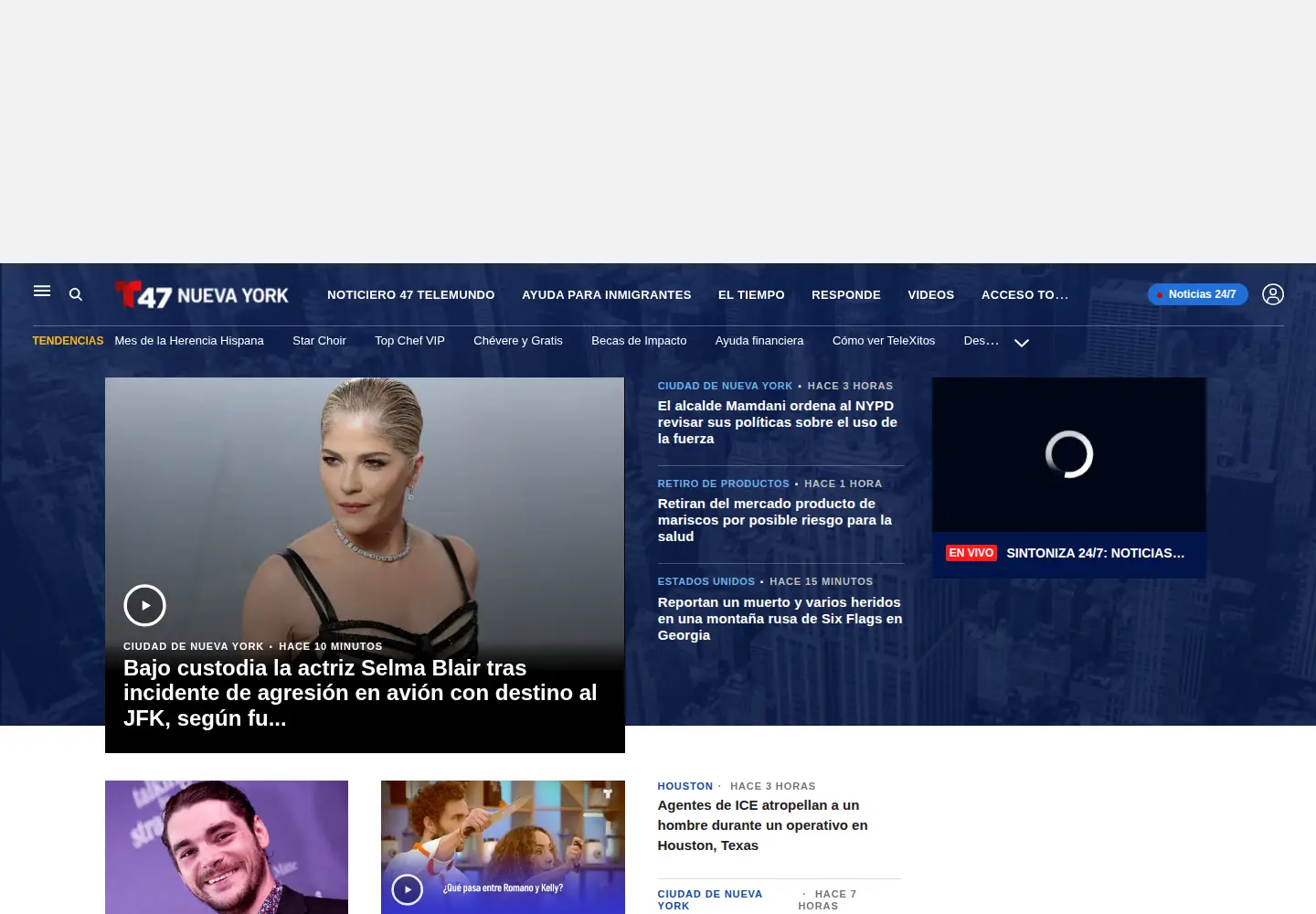 Captured homepage of telemundo47.com in the current scan
