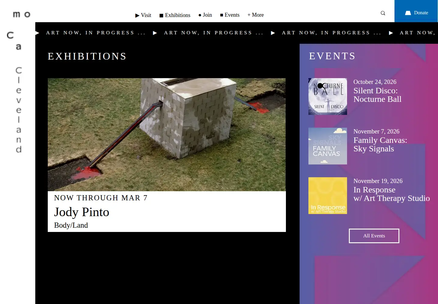 Captured homepage of mocacleveland.org in the current scan