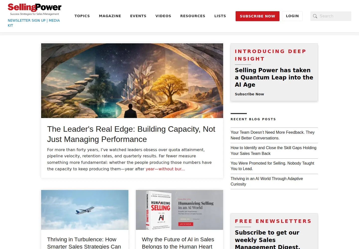 Captured homepage of sellingpower.com in the current scan