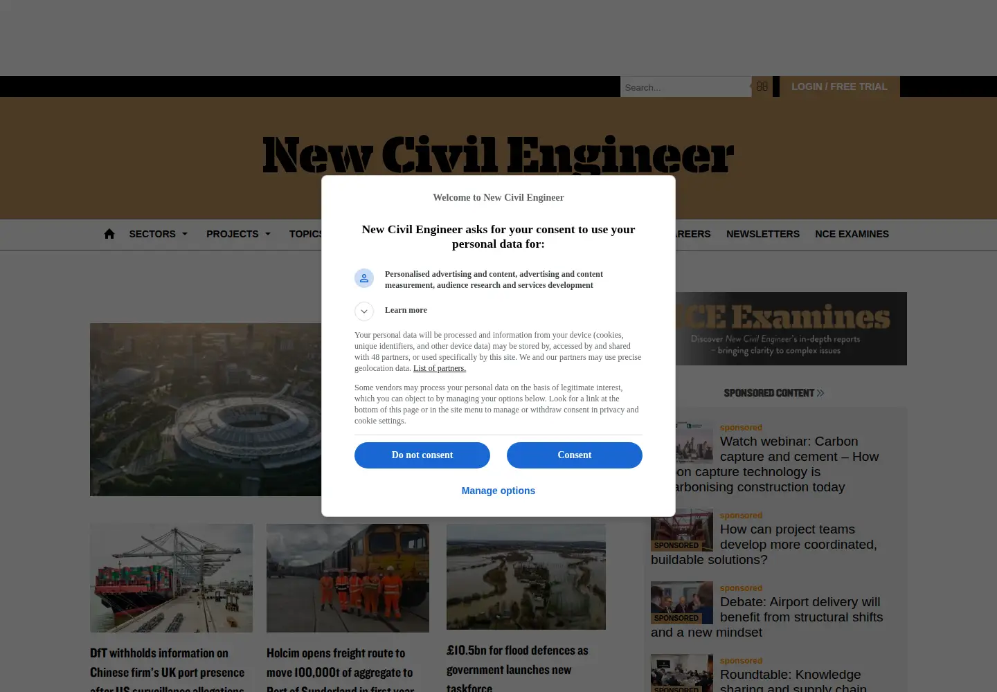 Captured homepage of newcivilengineer.com in the current scan