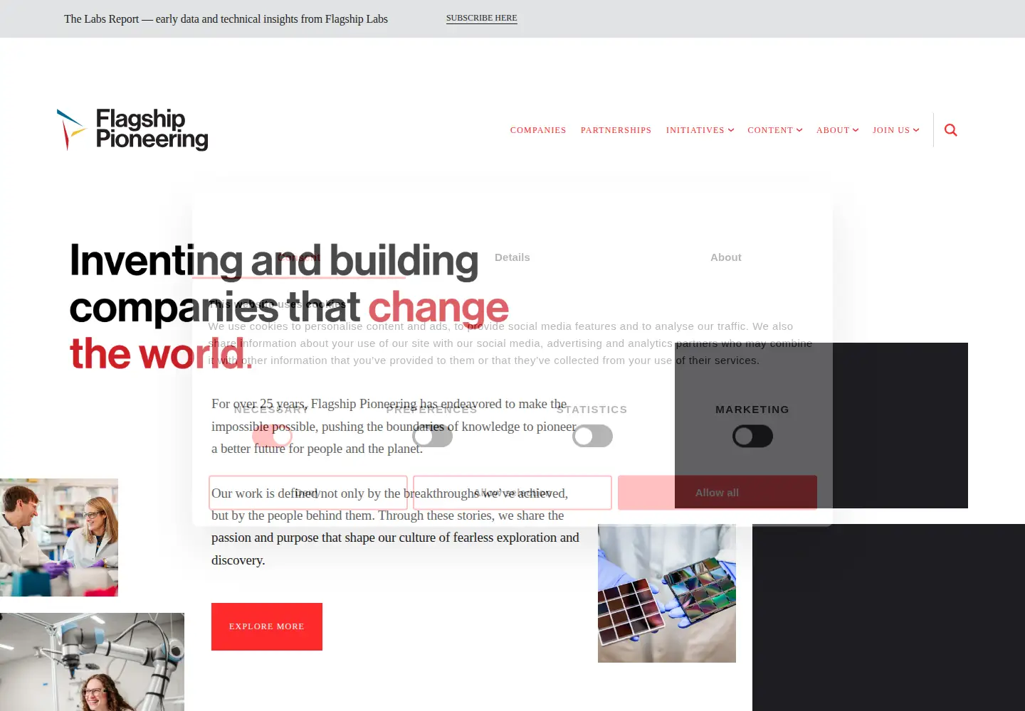 Screenshot of flagshippioneering.com
