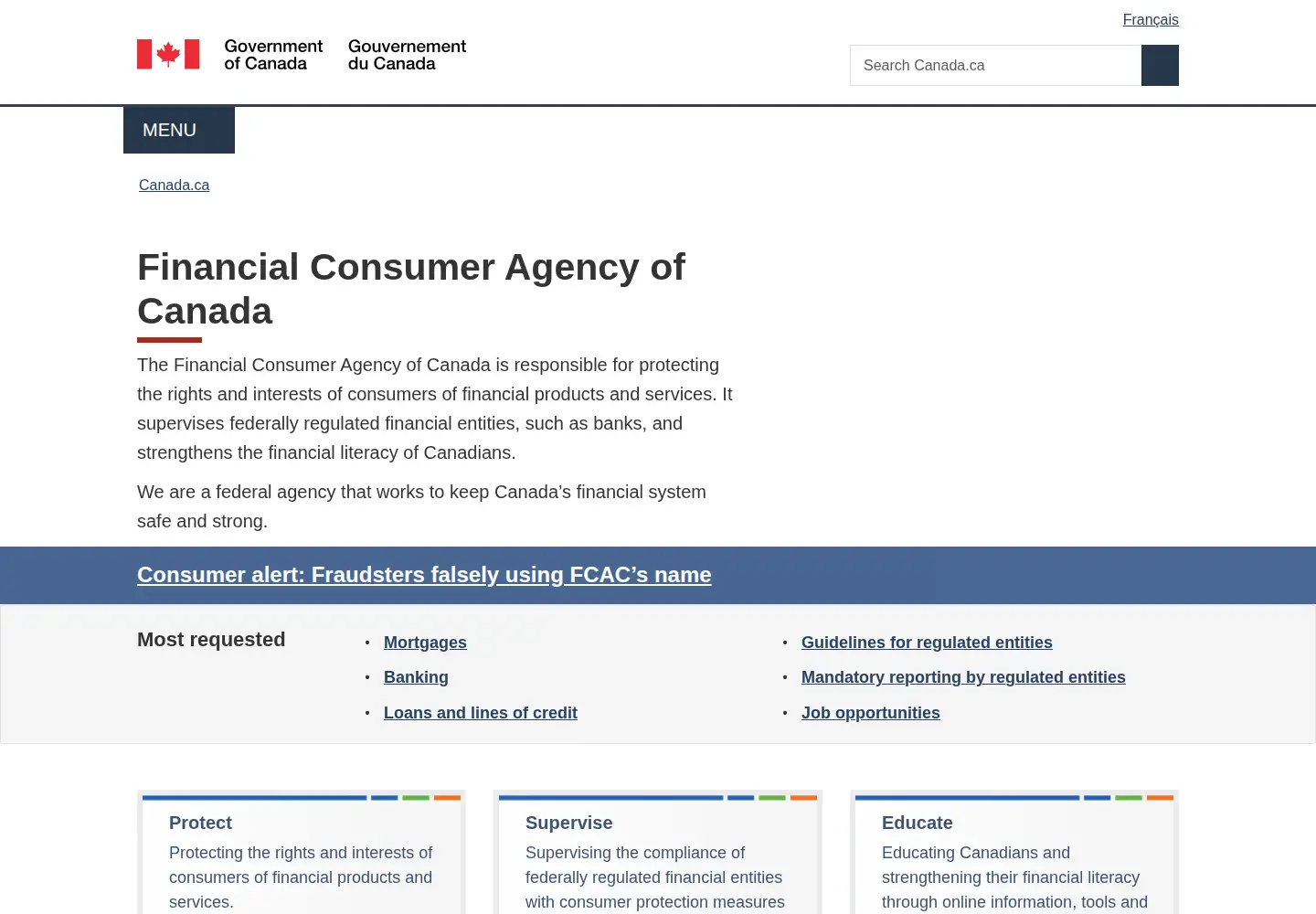 Screenshot of fcac-acfc.gc.ca