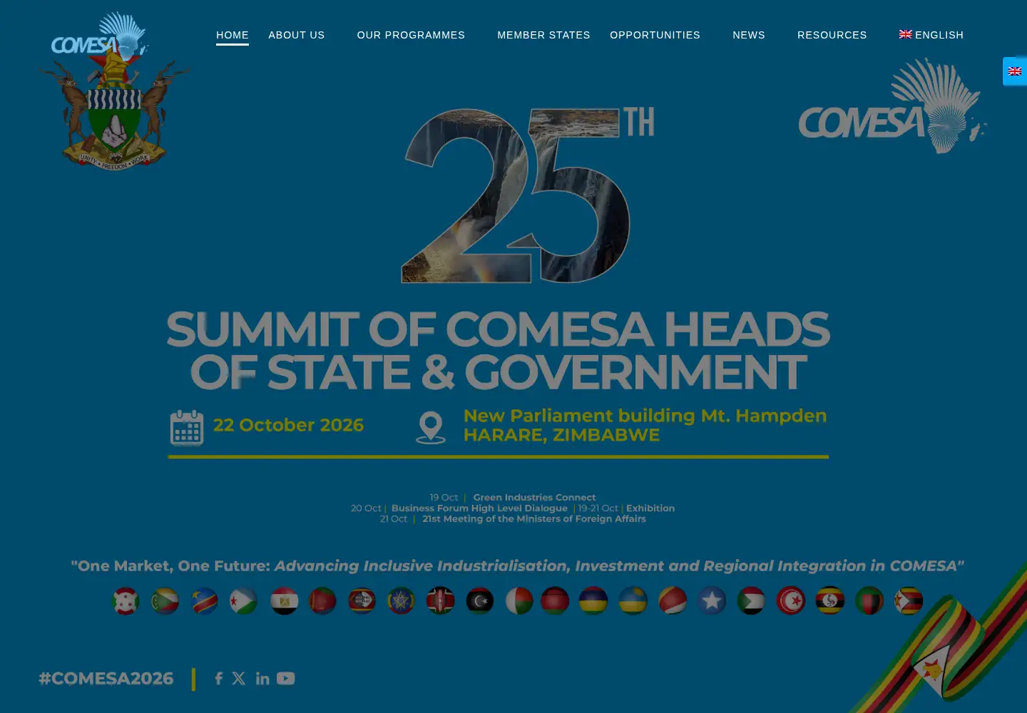 Screenshot of comesa.int