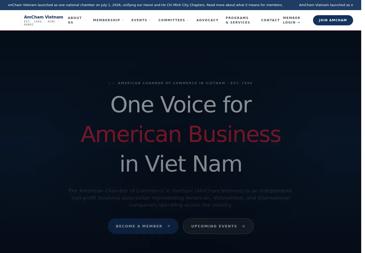 Screenshot of amchamvietnam.com