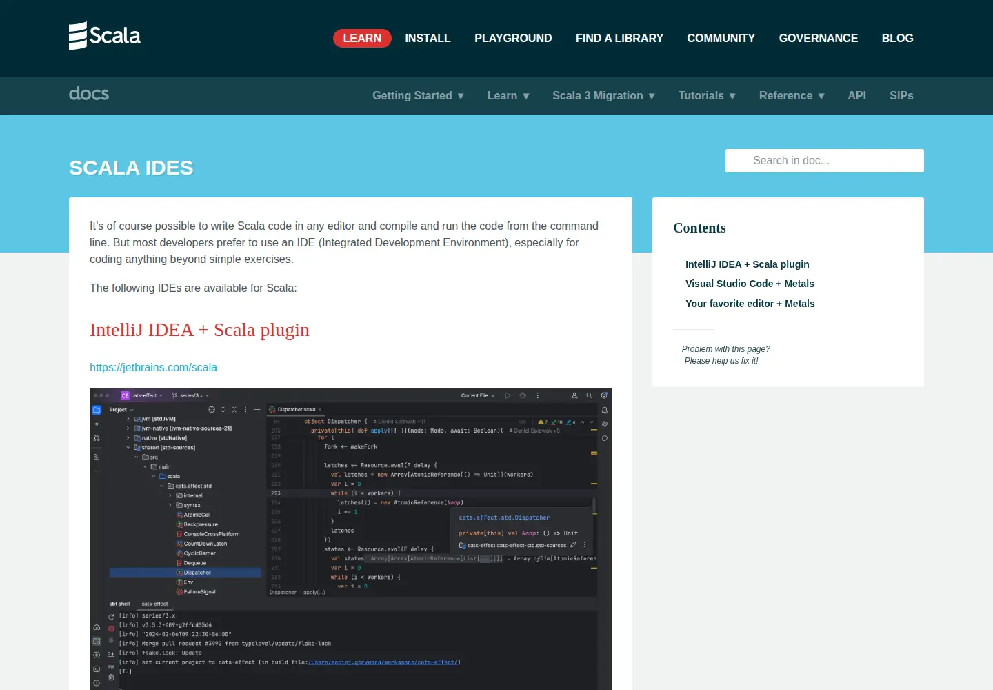 Screenshot of scala-ide.org