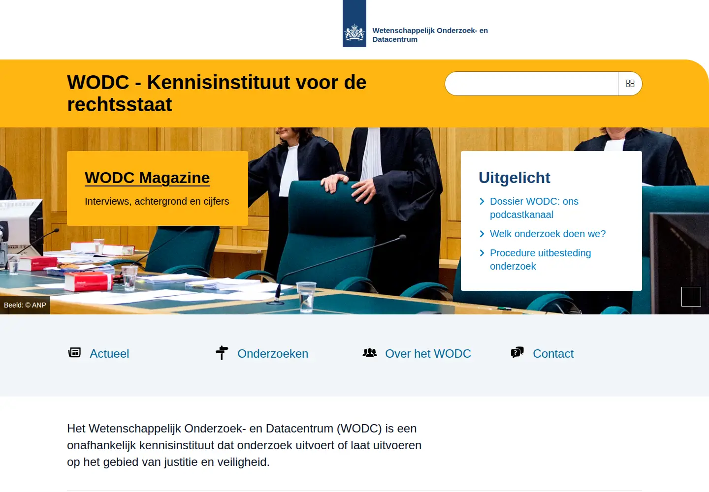 Captured homepage of wodc.nl in the current scan