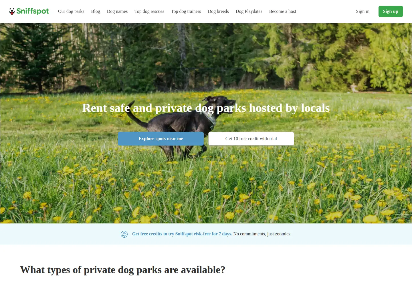 Screenshot of sniffspot.com