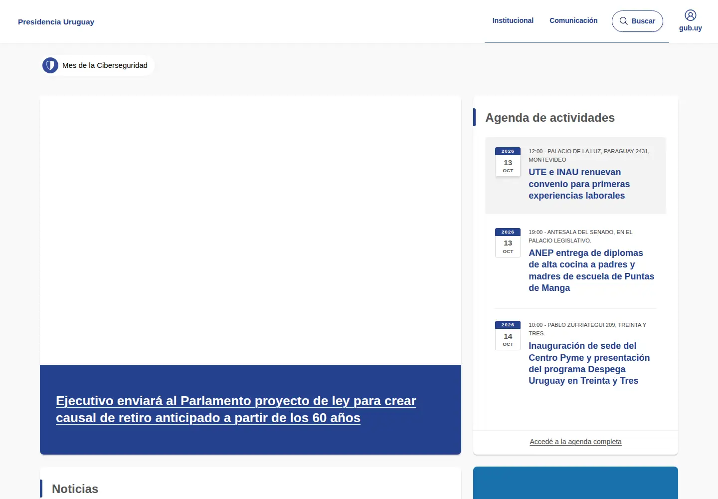 Captured homepage of presidencia.gub.uy in the current scan