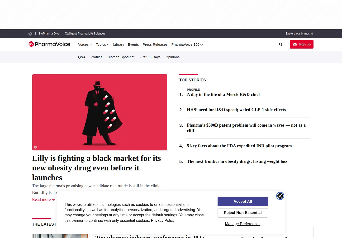 Captured homepage of pharmavoice.com in the current scan