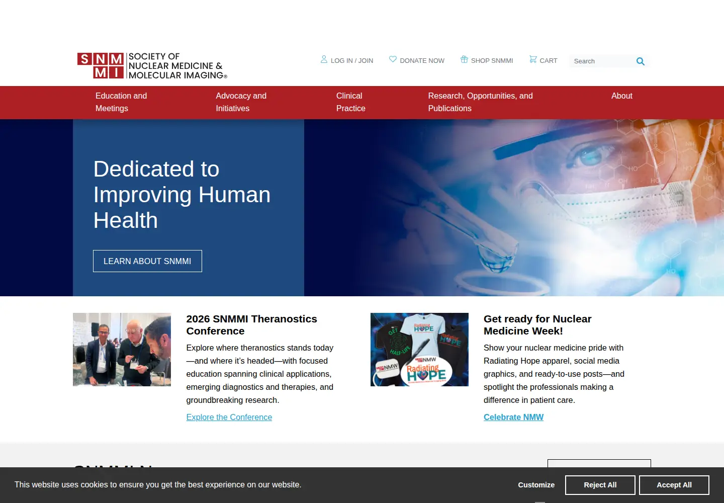 Captured homepage of snmmi.org in the current scan