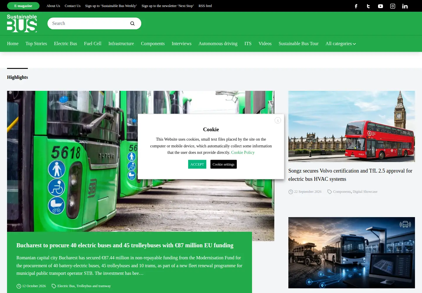 Captured homepage of sustainable-bus.com in the current scan