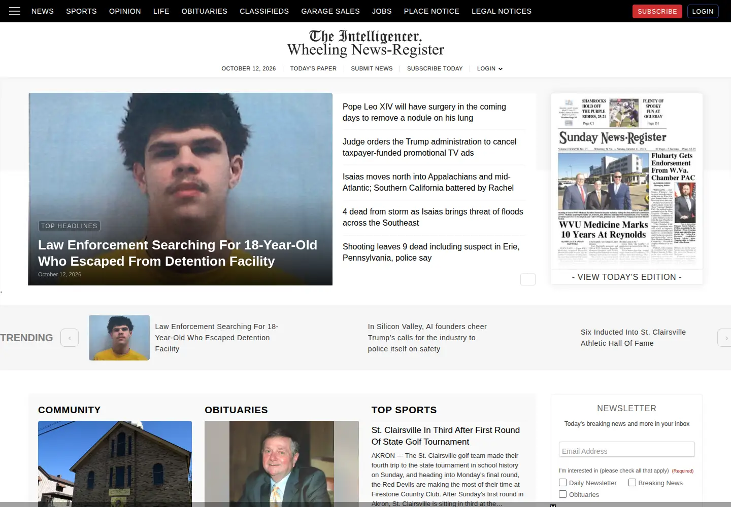 Screenshot of theintelligencer.net