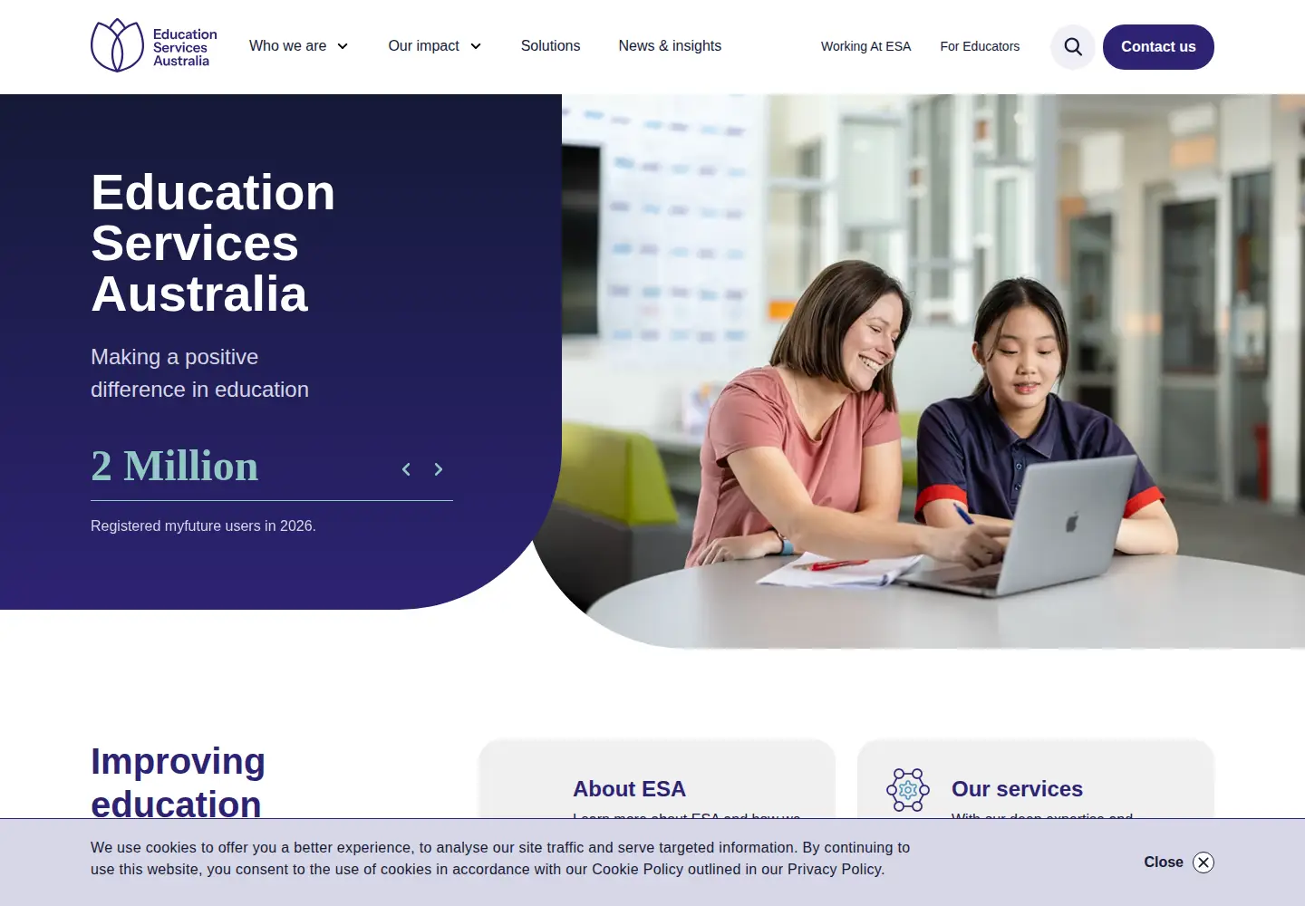 Screenshot of esa.edu.au