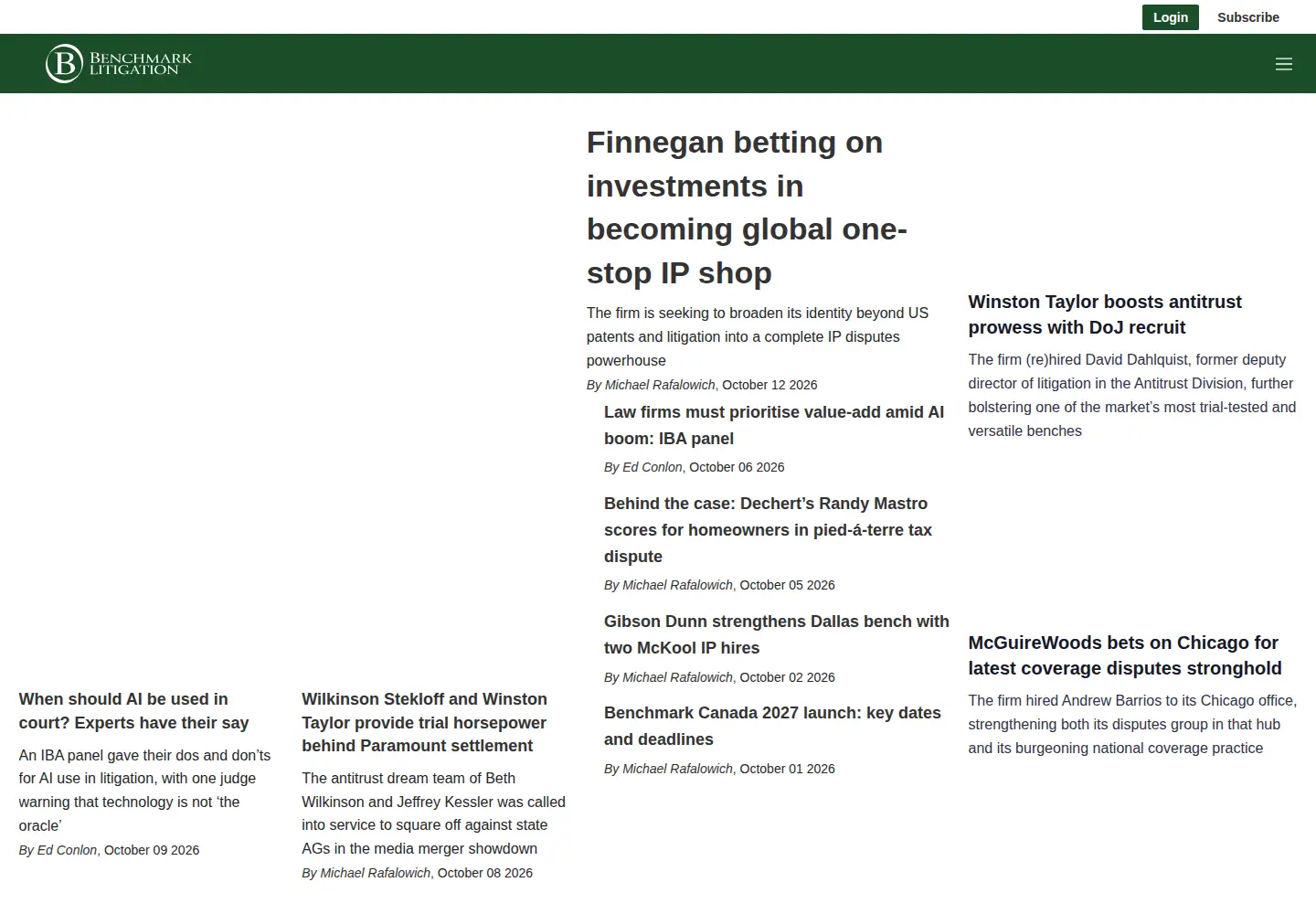 Captured homepage of benchmarklitigation.com in the current scan