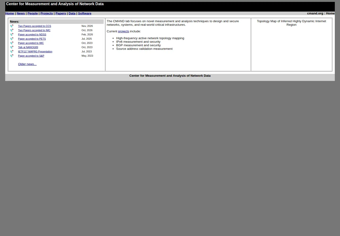 Captured homepage of cmand.org in the current scan