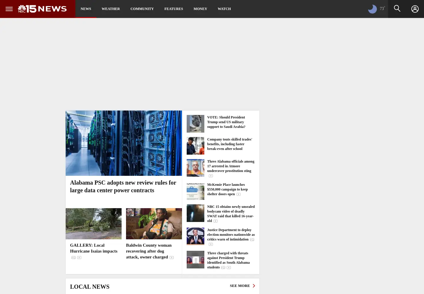 Screenshot of mynbc15.com